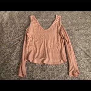 pink open shoulder long sleeve